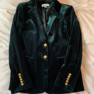 Calvin Klein Green Velvet Two-Button Blazer